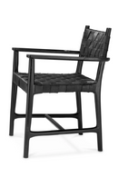 Fauteuil de salle a manger en cuir noir tresse | Eichholtz Tiberio | OROA.fr