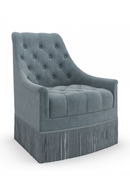 Fauteuil d’Appoint Capitonné en Velours Turquoise | Caracole | OROA.fr