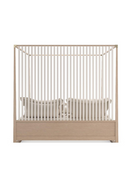 Lit baldaquin en chêne clair et lait d'amande | Caracole Pinstripe | Meubleluxe.fr