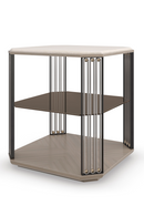 Table d'appoint en travertin et métal | Caracole Alloy | Meubleluxe.fr