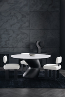 Chaise de salle à manger moderne en lin blanc | Caracole Perry | OROA.fr