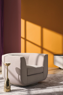 Fauteuil lounge pivotant en velours taupe | Caracole Clipper | OROA.fr