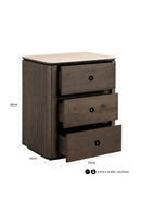 Table de chevet en chêne brun à 3 tiroirs | Richmond Interiors Ritz | OROA.fr