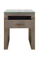 Table de chevet en cuir brun avec 1 tiroir | Richmond Bloomville | OROA.fr
