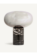 Lampe de table cylindrique en marbre noir M | Vical Home Eira