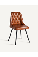 Chaise de salle à manger en cuir brun capitonné (2) | Vical Home Dexter | OROA.fr
