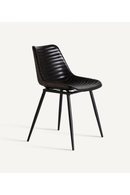 Chaise de salle à manger Chanelled en cuir noir (2) | Vical Home Niehl | OROA.fr