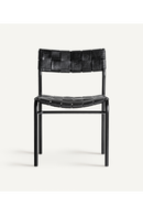 Chaise de salle à manger en cuir noir tressé (2) | Vical Home Franey | OROA.fr