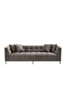 Canapé 4 places matelassé en velours gris | Eichholtz Sienna | Meubleluxe.fr
