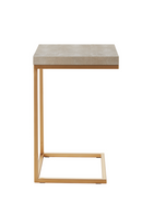 Table d'appoint doré en similicuir crème | Andrew Martin Ashley | Meubleluxe.fr