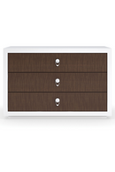 Table de chevet 3 tiroirs en bois blanc et marron | Caracole Oh! | Meubleluxe.fr