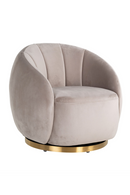 Fauteuil incurvé en velours taupe | Richmond Jago | Meubleluxe.fr