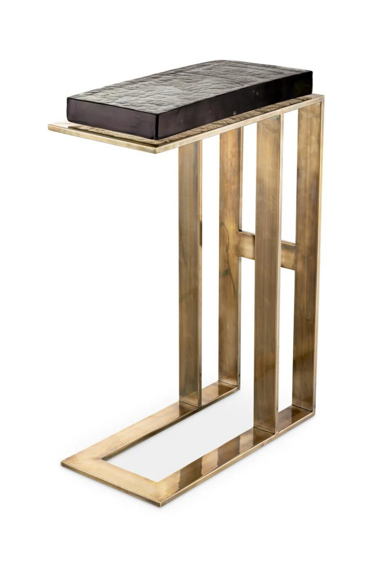 Glass and aged brass side table | Eichholtz Pierre