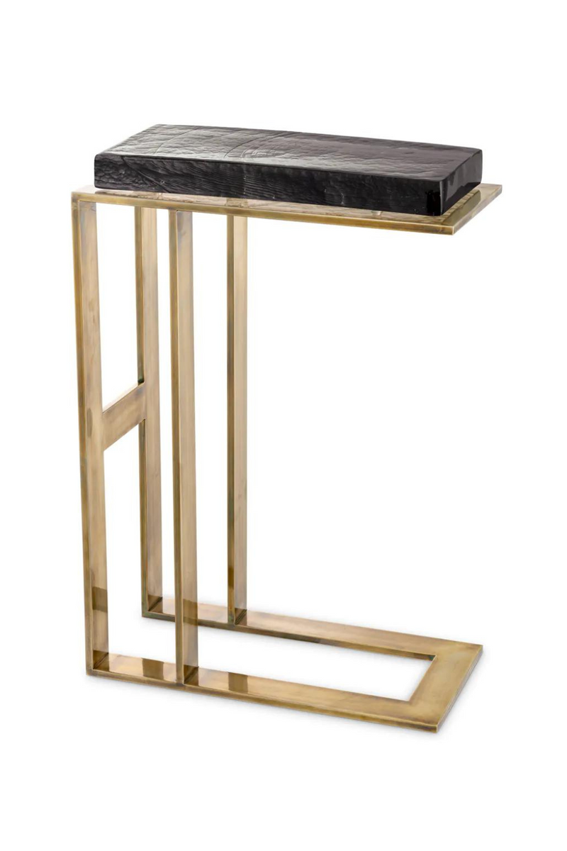 Glass and aged brass side table | Eichholtz Pierre