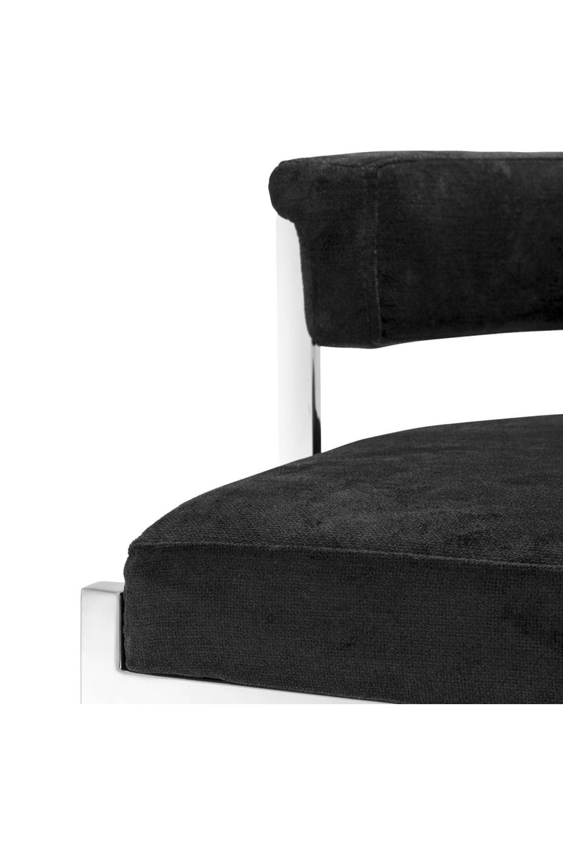 Chaise de comptoir argentée en velours noir | Eichholtz Dante | Meubleluxe.fr