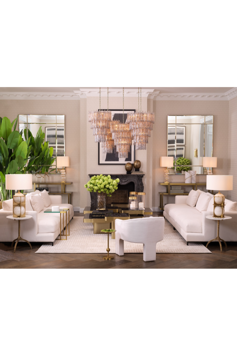 Table d’Appoint en Marbre Blanc et Laiton | Eichholtz Cortina | OROA.fr