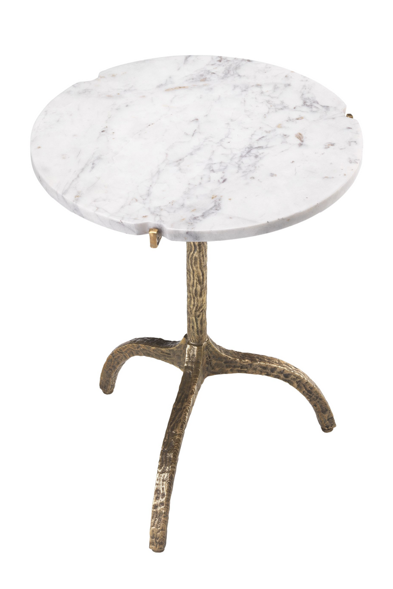Table d’Appoint en Marbre Blanc et Laiton | Eichholtz Cortina | OROA.fr