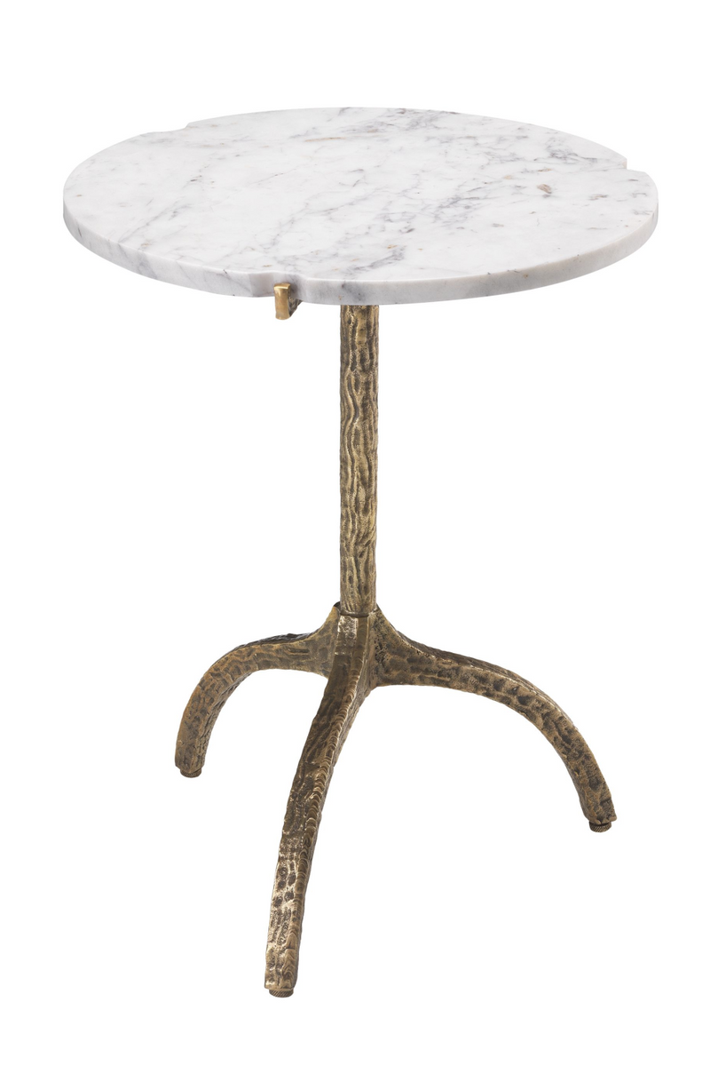 Table d’Appoint en Marbre Blanc et Laiton | Eichholtz Cortina | OROA.fr