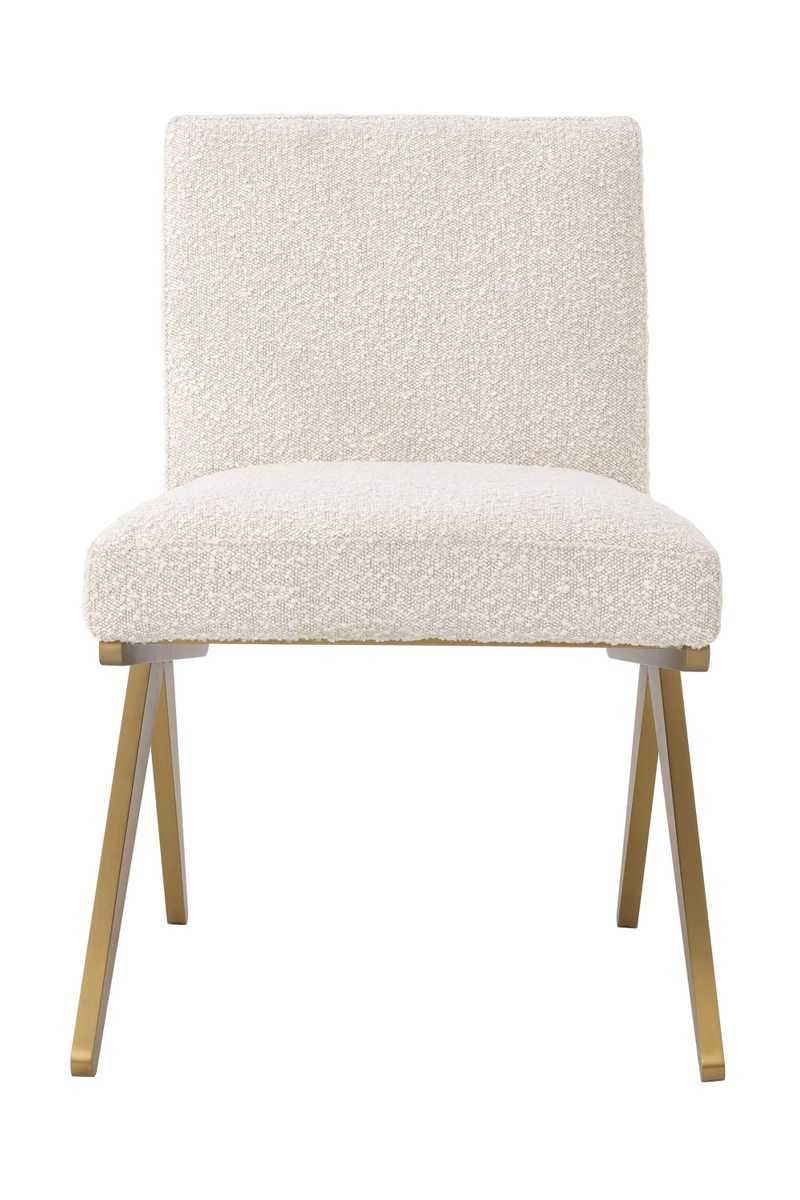 Chaise dorée bouclé crème | Eichholtz Fico | Meubleluxe.fr