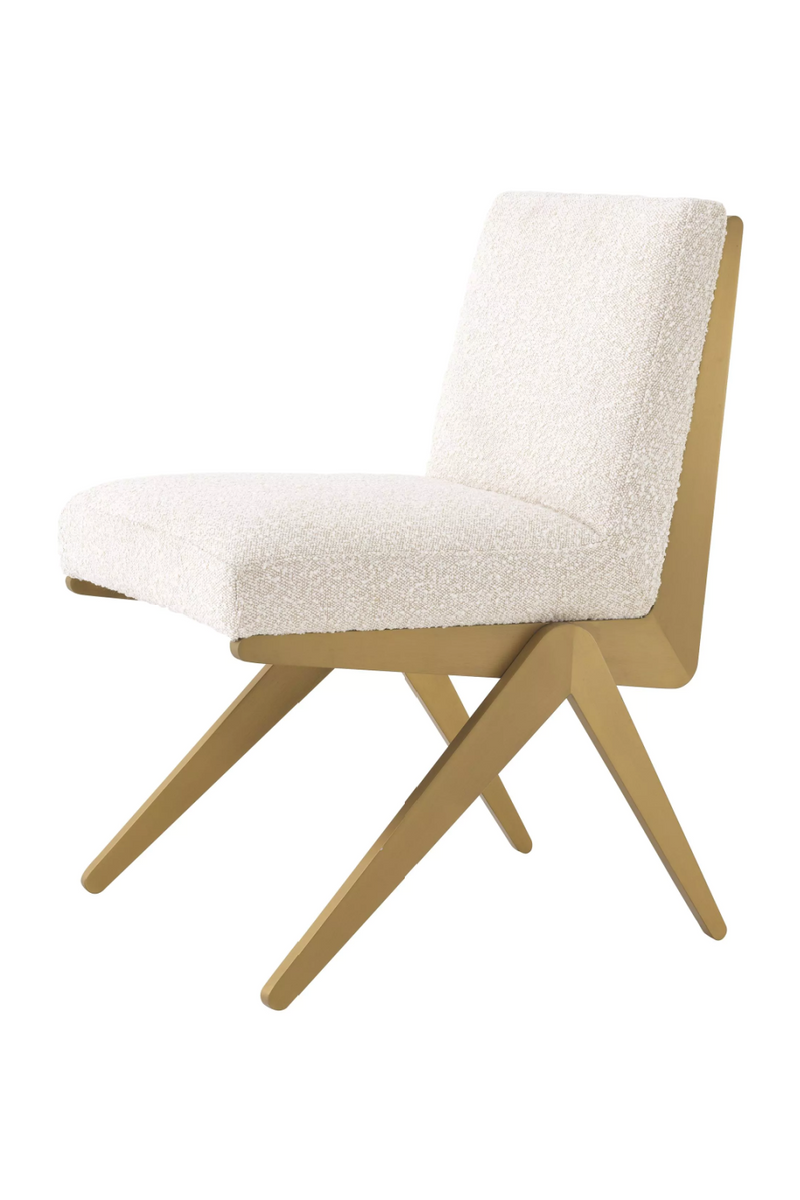 Chaise dorée bouclé crème | Eichholtz Fico | Meubleluxe.fr