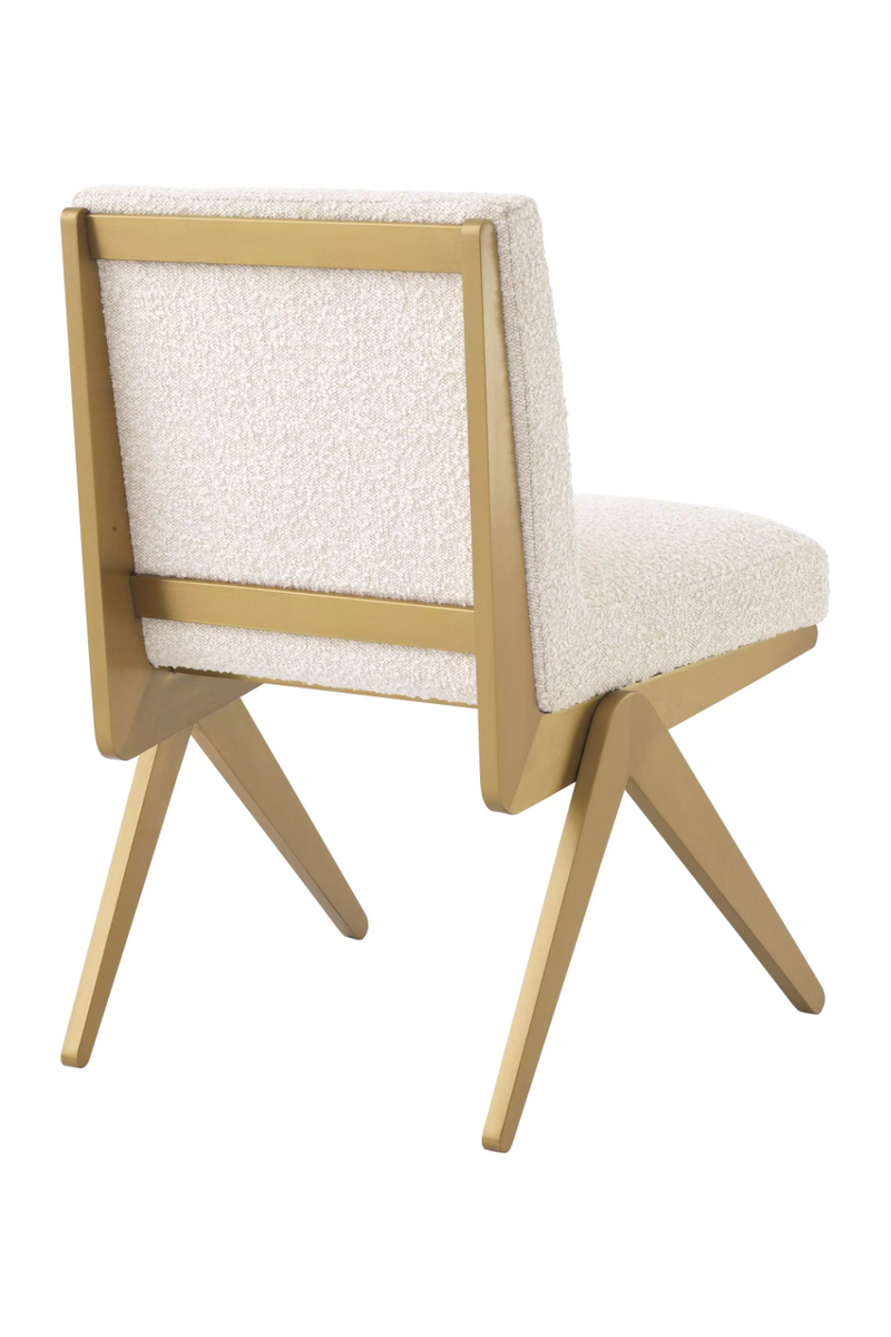 Chaise dorée bouclé crème | Eichholtz Fico | Meubleluxe.fr