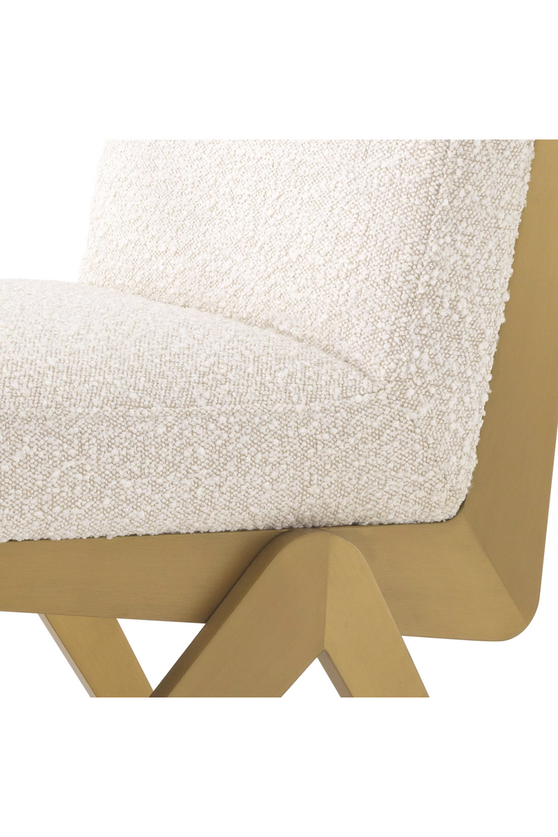 Chaise dorée bouclé crème | Eichholtz Fico | Meubleluxe.fr