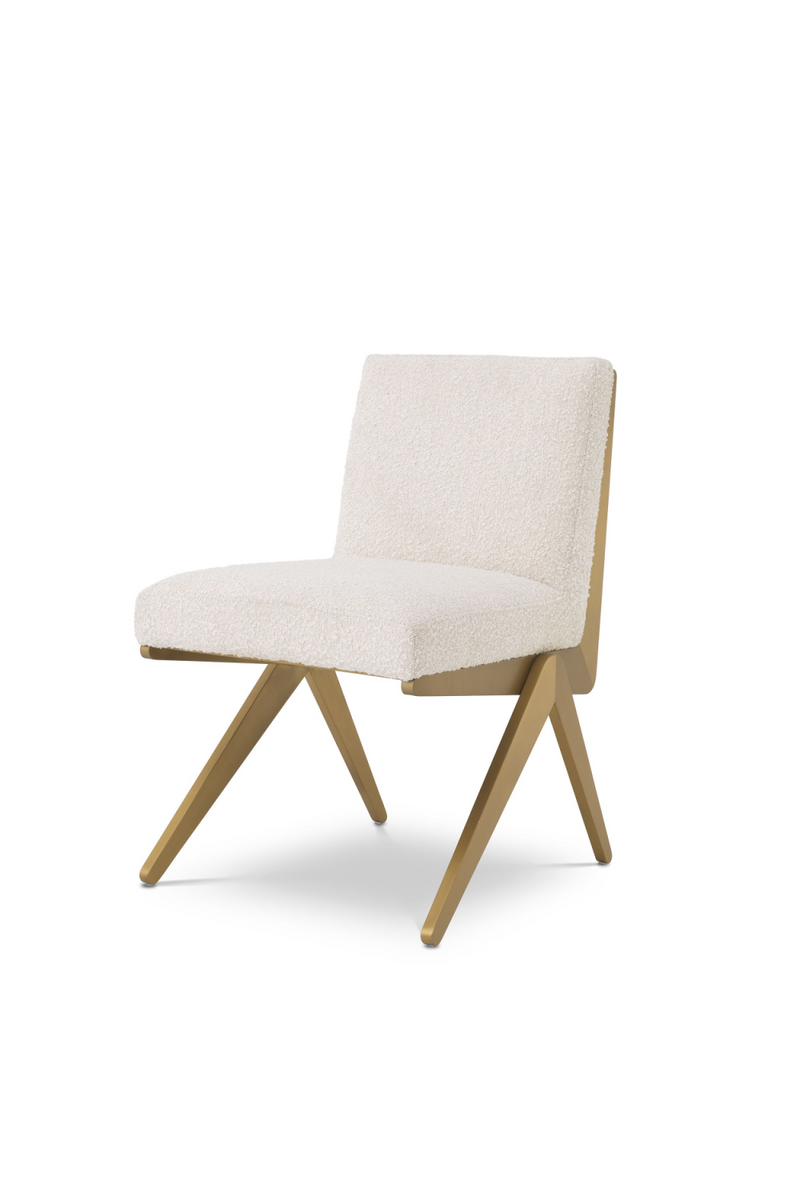 Chaise dorée bouclé crème | Eichholtz Fico | Meubleluxe.fr