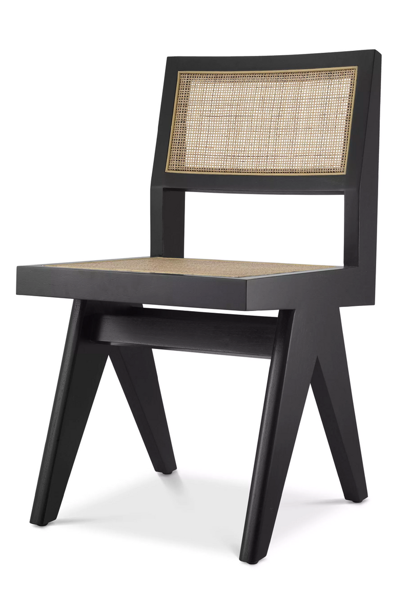 Chaise noire en bois et rotin | Eichholtz Niclas | Meubleluxe.fr