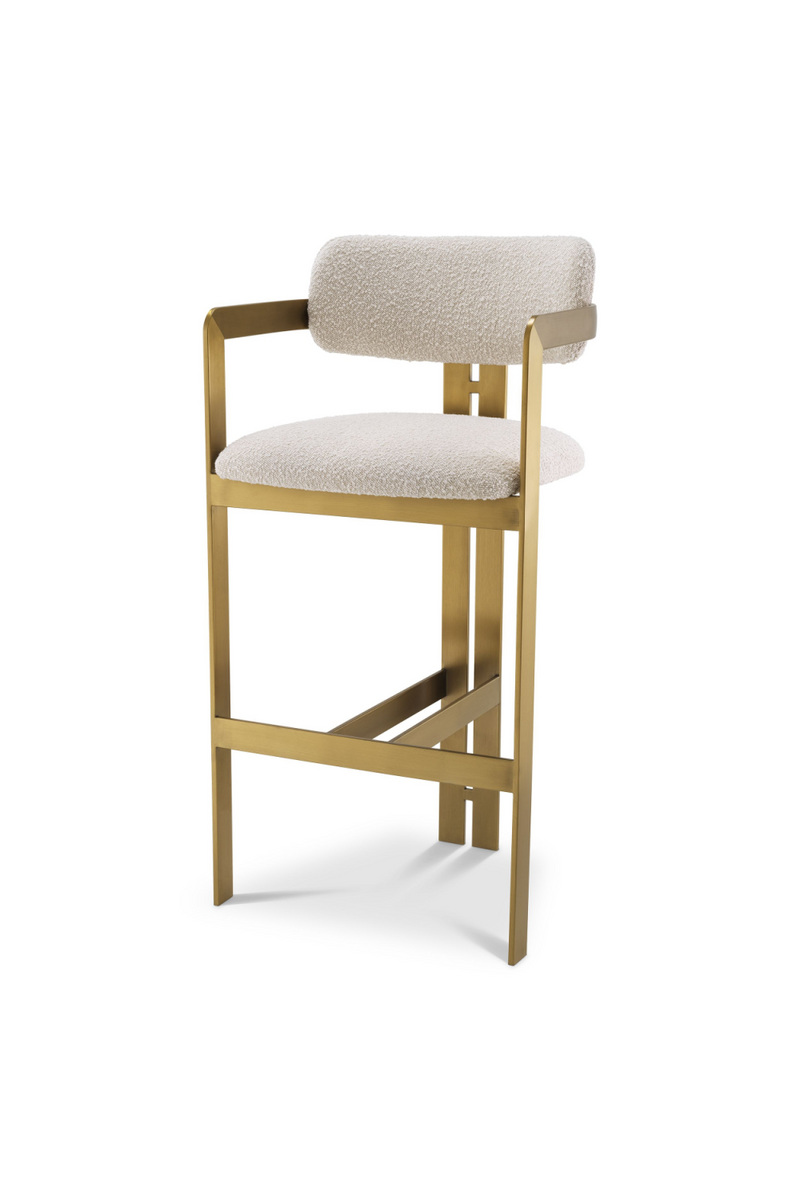 Chaise de bar bouclé crème | Eichholtz Donato | Meubleluxe.fr