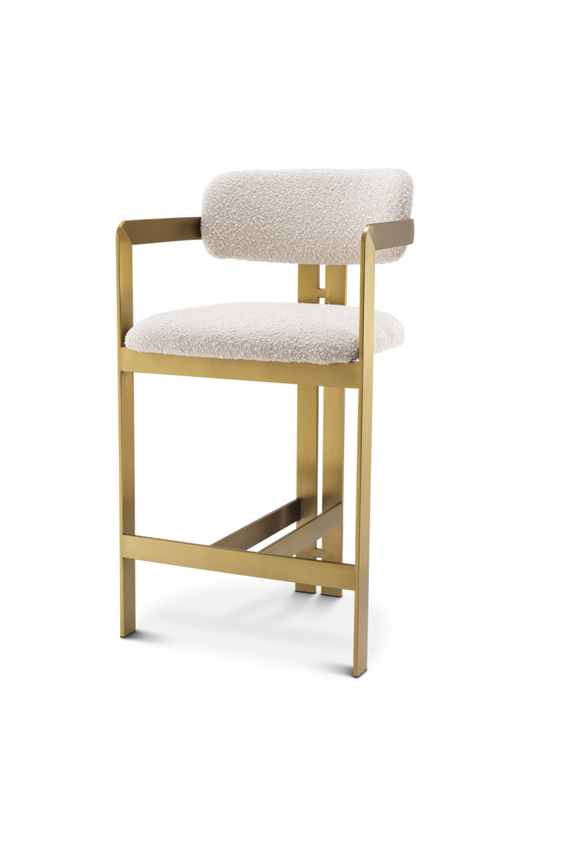 Chaise de comptoir bouclé crème | Eichholtz Donato | Meubleluxe.fr