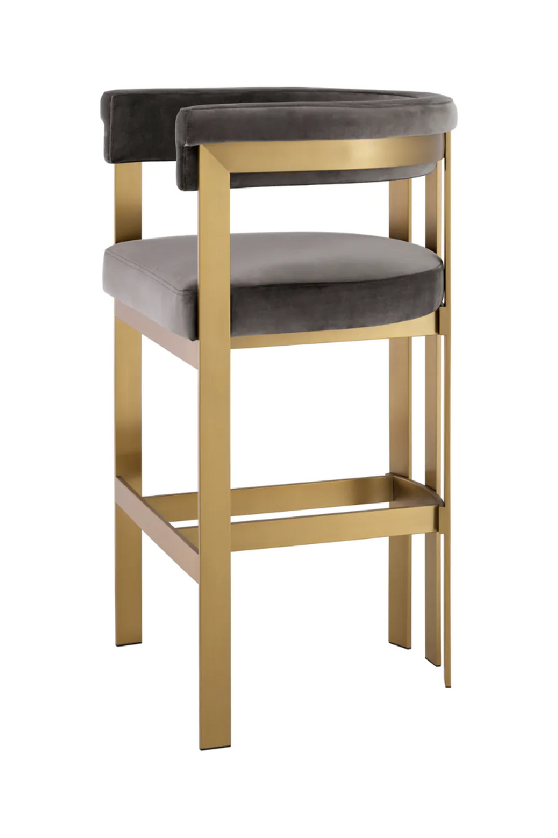 Tabouret de bar en velours gris | Eichholtz Clubhouse | Meubleluxe.fr