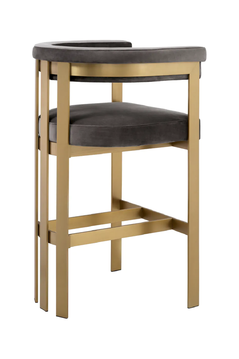 Tabouret de bar en velours gris | Eichholtz Clubhouse | Meubleluxe.fr