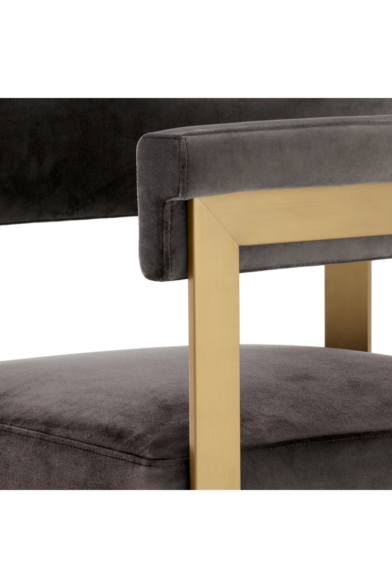 Tabouret de bar en velours gris | Eichholtz Clubhouse | Meubleluxe.fr