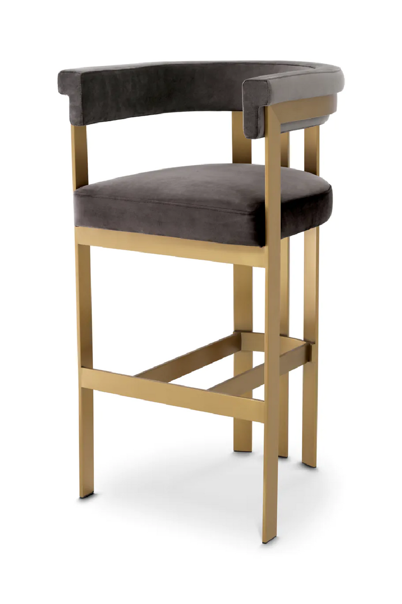 Tabouret de bar en velours gris | Eichholtz Clubhouse | Meubleluxe.fr