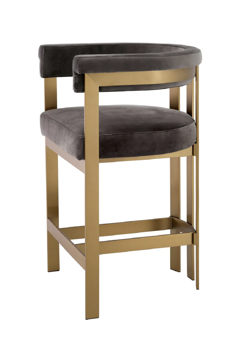 Tabouret de comptoir en velours gris | Eichholtz Clubhouse | Meubleluxe.fr