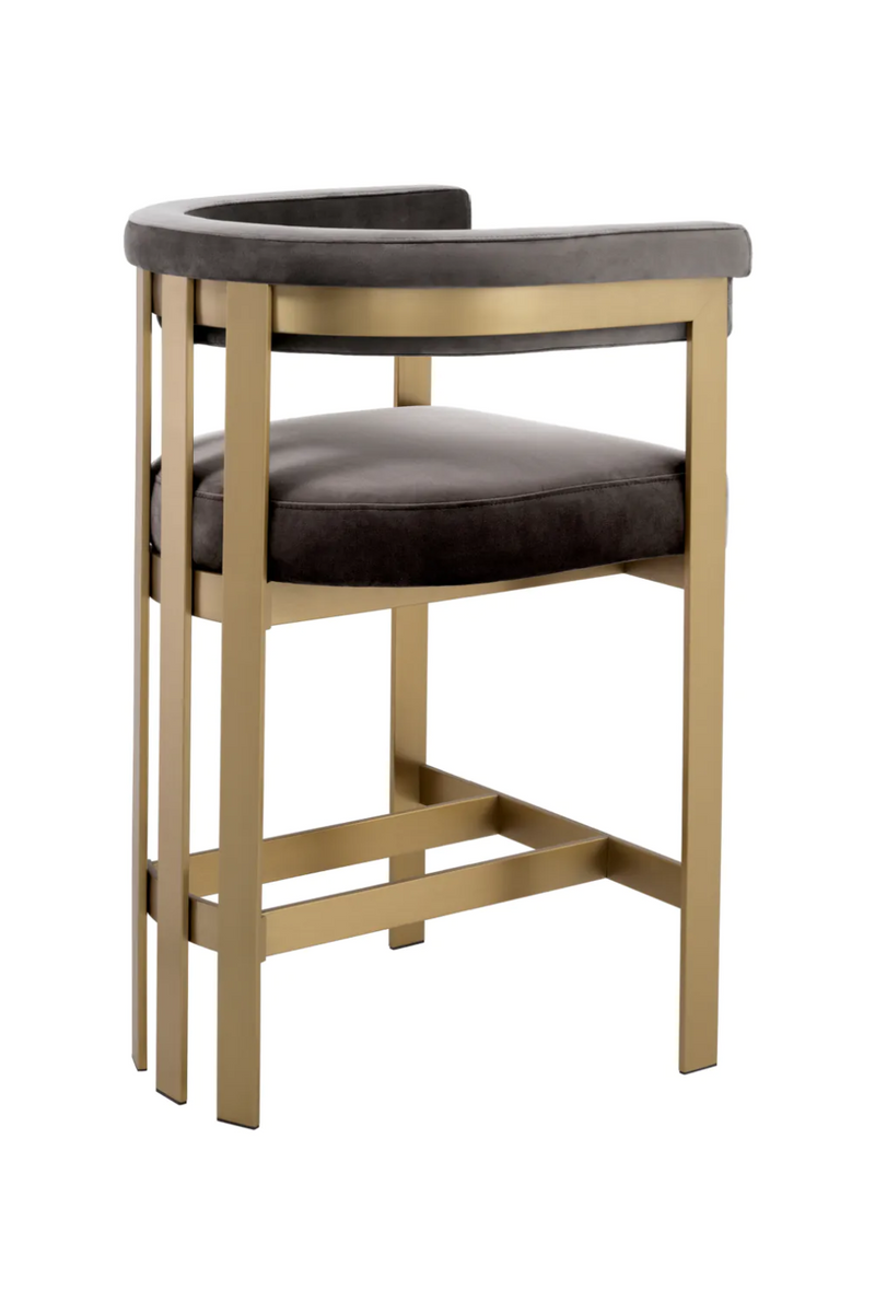 Tabouret de comptoir en velours gris | Eichholtz Clubhouse | Meubleluxe.fr