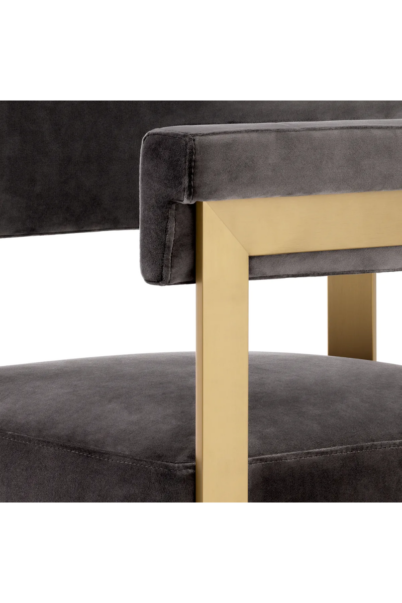 Tabouret de comptoir en velours gris | Eichholtz Clubhouse | Meubleluxe.fr