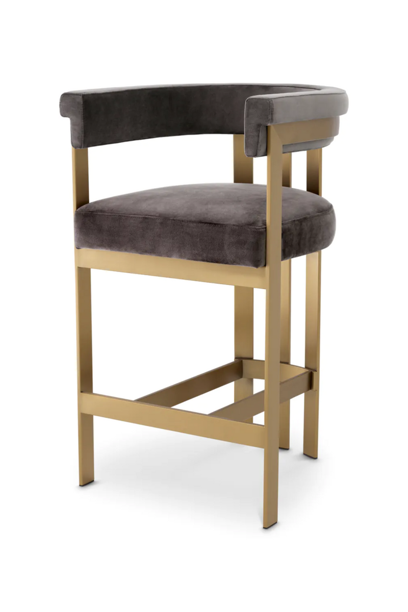 Tabouret de comptoir en velours gris | Eichholtz Clubhouse | Meubleluxe.fr