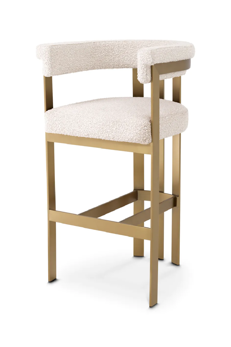 Tabouret de bar bouclé crème | Eichholtz Clubhouse | Meubleluxe.fr