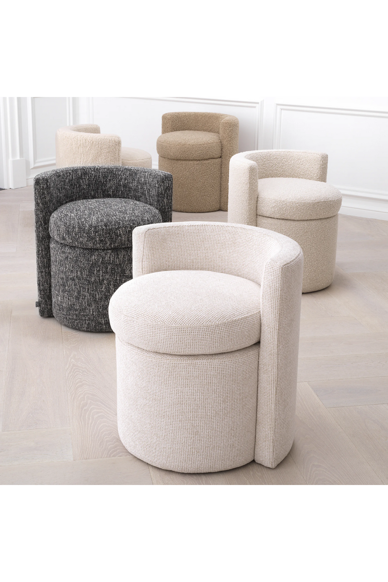 Tabouret blanc cassé à dossier incurvé | Eichholtz Arcadia | Meubleluxe.fr