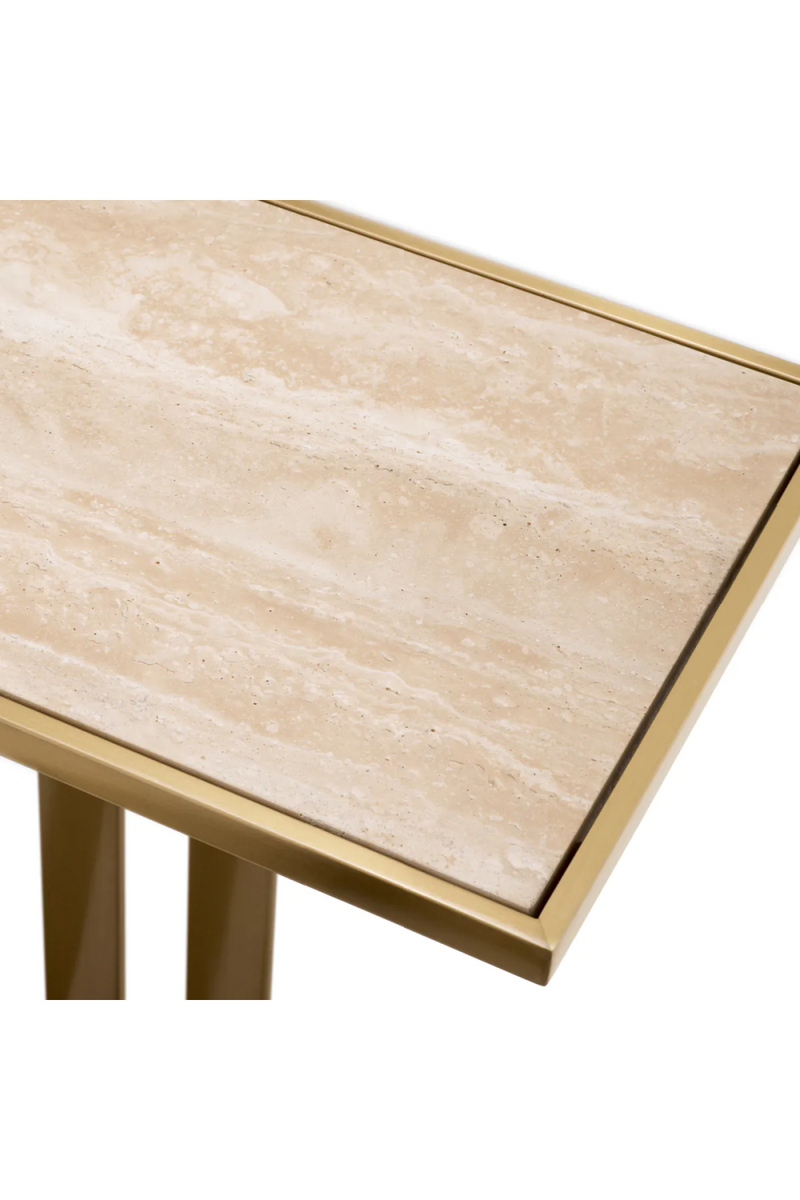 Console en travertin et laiton | Eichholtz Deco | Meubleluxe.fr