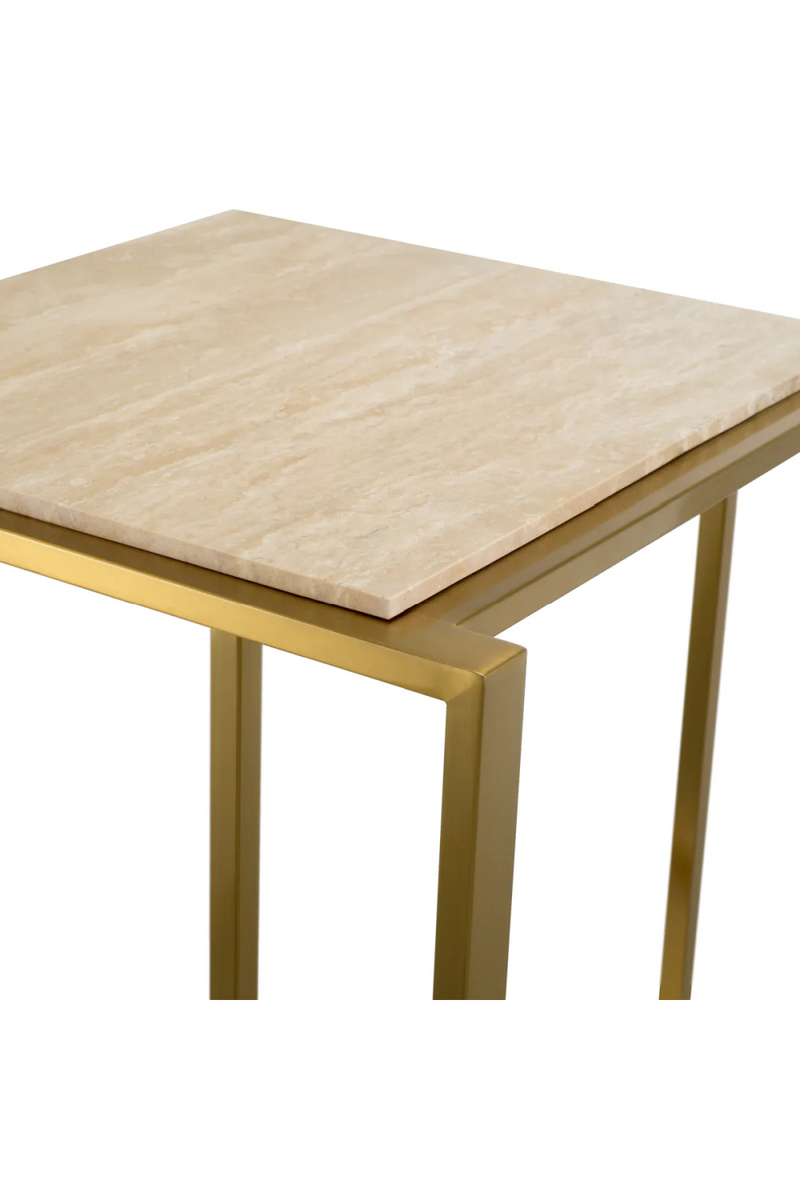 Table d'appoint en travertin et laiton | Eichholtz Cocktail | Meubleluxe.fr