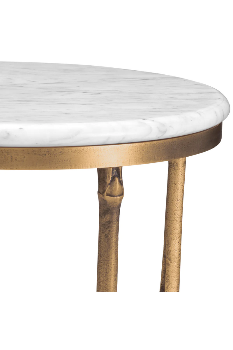 Table d'appoint en marbre blanc et en laiton | Eichholtz Pigna | Meubleluxe.fr