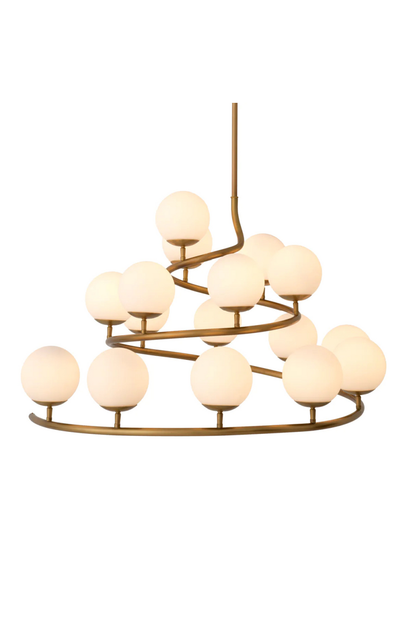 Lustre en laiton vieilli à globes | Eichholtz Brissac | Meubleluxe.fr