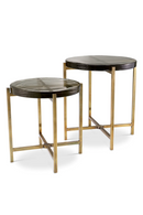 Table d'appoint en laiton vieilli et en verre (lot de 2) | Eichholtz Haymann | Meubleluxe.fr