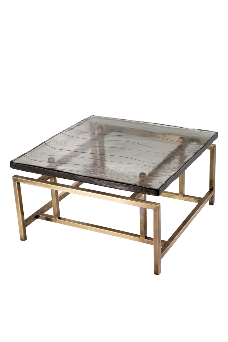 Table basse en verre et laiton vieilli | Eichholtz Schlumberg | Meubleluxe.fr