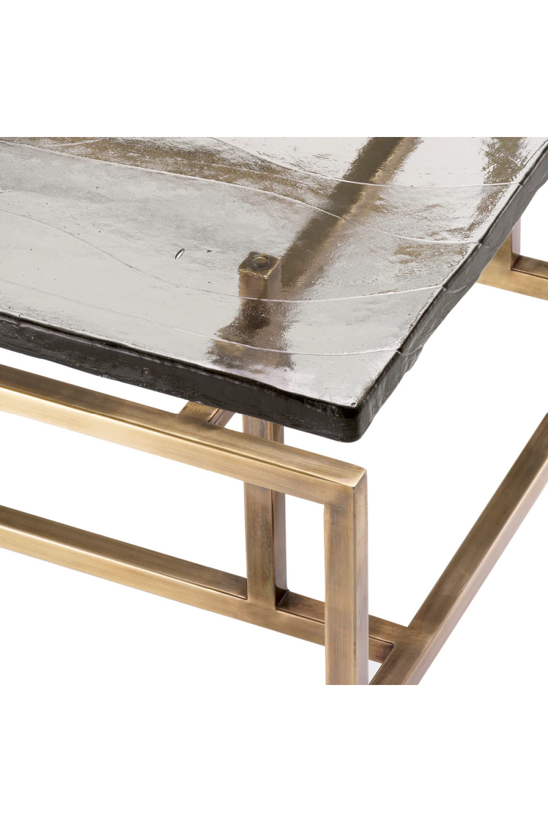 Table basse en verre et laiton vieilli | Eichholtz Schlumberg | Meubleluxe.fr