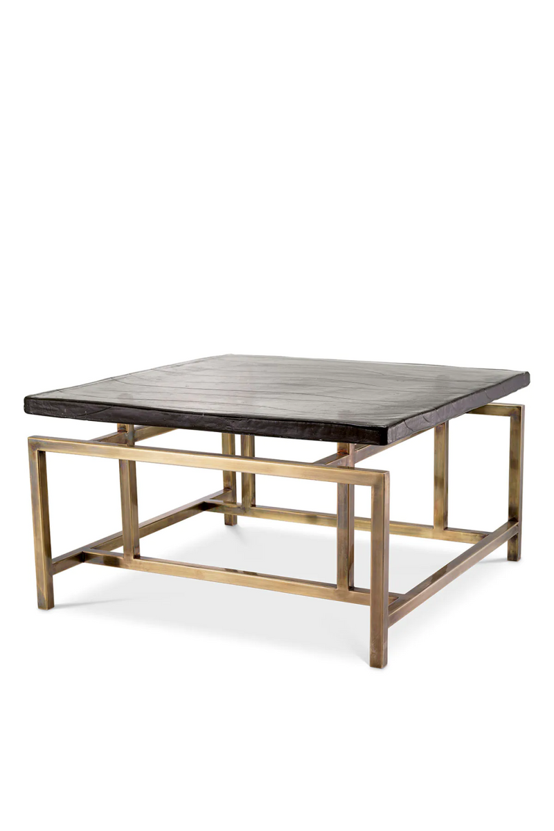 Table basse en verre et laiton vieilli | Eichholtz Schlumberg | Meubleluxe.fr