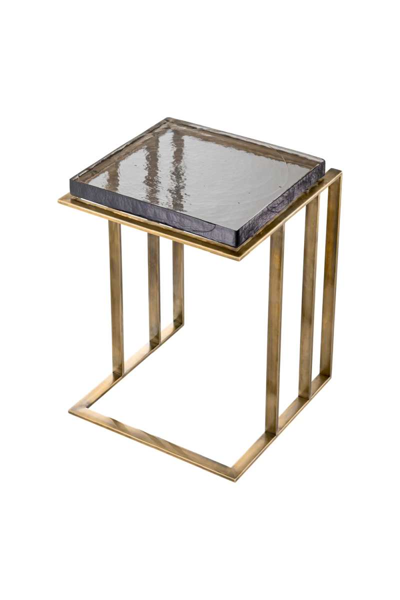 Table d'appoint en laiton vintage et verre givré | Eichholtz Crescent | Meubleluxe.fr