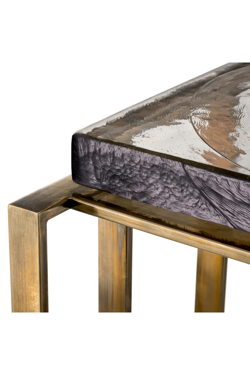 Table d'appoint en laiton vintage et verre givré | Eichholtz Crescent | Meubleluxe.fr